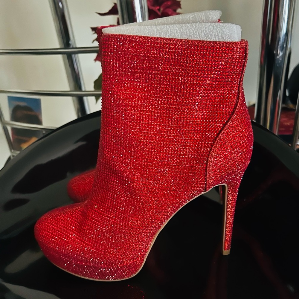 Thalia Sodi Sparkling Red Heeled Boots